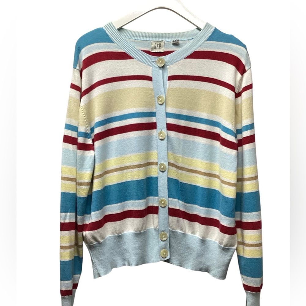 Gap Vintage crewneck cardigan Multi Stripe Size Medium.